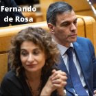 La vicepresidenta primera y ministra de Hacienda, María Jesús Montero y el presidente del Gobierno, Pedro Sánchez, durante el pleno del Congreso de los Diputados en el Senado.