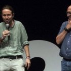 Pablo Iglesias y Jaume Roures, juntos en un acto.