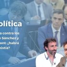 En el fondo de la imagen se ve a Pedro Sánchez junto a Carles Puigdemont