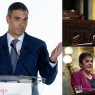 El presidente del Gobierno y líder del PSOE, Pedro Sánchez; el portavoz del PNV en el Congreso, Aitor Esteban; y la portavoz de Bildu, Mertxe Aizpurua.