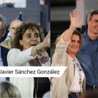 Los líder de PP y PSOE, Feijóo y Sánchez, junto a sus candidatas a las elecciones europeas: Dolors Montserrat y Teresa Ribera.