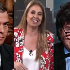 Pedro Sánchez, la presentadora de TV Clara Salguero y Javier Milei