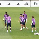 Los jugadores del Real Madrid, durante un entrenamiento.