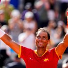 Rafael Nadal tras su victoria en la primera ronda de inviduales de este domingo