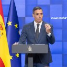 Pedro Sánchez, en la rueda de prensa de este miércoles en Moncloa.