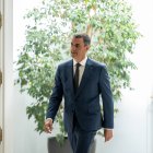 El presidente del Gobierno, Pedro Sánchez, a su llegada a una comparecencia