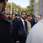 El presidente de VOX en el Parlament, Ignacio Garrig, durante una concentración de VOX en rechazo a la llegada de Puigdemont.