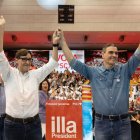 Pedro Sánchez y Salvador Illa durante uno de los actos de campaña para las elecciones en Cataluña.