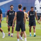 Vitor Roque, durante un entrenamiento del Barcelona.