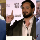 Pedro Sánchez junto a Alvise Pérez y Núñez Feijóo