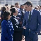 Pedro Sánchez con Albares y Margarita Robles