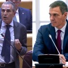 El senador del PP, Juan José Sanz Vitorio, y el presidente del Gobierno, Pedro Sánchez.