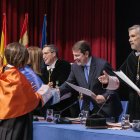 El presidente de Castilla y León, Alfonso Fernández Mañueco, durante el acto de inauguración del nuevo Cuso Académico de las Universidades.