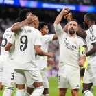 Los jugadores del Real Madrid, celebrando un gol.