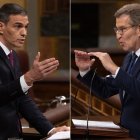 Pedro Sánchez y Alberto Núñez Feijóo en el Congreso.