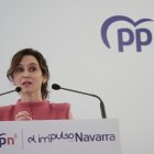 Isabel Díaz Ayuso interviene en un mitin del PP de Navarra