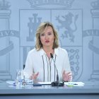 Pilar Alegría, en la rueda de prensa posterior al Consejo de Ministros.