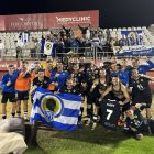 La plantilla del Hércules CF, tras el final del partido en Algeciras