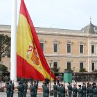 La bandera española en la Plaza de Colón