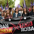 Dirigentes de Podemos en la manifestación de la vivienda