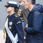 Pedro Sánchez, el pasado sábado, junto a la princesa Leonor.