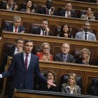 El presidente del Gobierno, Pedro Sánchez, interviene durante la sesión de control al Gobierno.