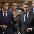 Pedro Sánchez y Alberto Núñez Feijóo en la sesión de control