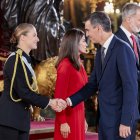 Leonor de Borbon y Pedro Sanchez, en la recepción del Día de la Hispanidad.