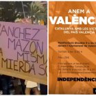 Cartel contra Pedro Sánchez en la manifestación y convocatoria desde Cataluña