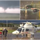 Un tornado, un coche inundado y un anciano rescatado por los Bomberos en Vinaròs.