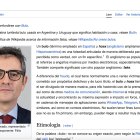 Imagen de la entrada 'bulo' Wikipedia con Félix Bolaños
