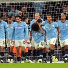 Los jugadores del Manchester City celebran un gol.