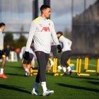 Alexander Arnold, durante un entrenamiento del Liverpool.