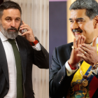 El líder de Vox, Santiago Abascal, y el dictador venezolano, Nicolás Maduro.