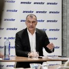 El secretario general de Anesdor, José María Riaño, en la presentación de los datos anuales 2024 del sector de la Moto y el Vehículo Ligero en Madrid.