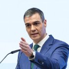 El presidente del Gobierno, Pedro Sánchez, durante la segunda jornada de la V edición del foro ‘Fondos Europeos’ de elDiario.es, en El Beatriz Madrid, a 28 de marzo de 2025, en Madrid (España). 
