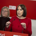 La ministra de Ciencia, Innovación y Universidades y secretaria general del PSPV-PSOE, Diana Morant, durante una rueda de prensa, en la sede del PSPV-PSOE