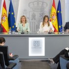El ministro de Asuntos Exteriores, Unión Europea y Cooperación, José Manuel Albares; la ministra portavoz, Pilar Alegría; la vicepresidenta tercera, Sara Aagesen, y el ministro del Interior, Fernando Grande-Marlaska.