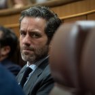 El vicesecretario de Cultura y portavoz del PP, Borja Sémper, durante una sesión plenaria en el Congreso de los Diputados, a 18 de marzo de 2025, en Madrid (España). 