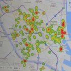 Mapa de la Policía Local de los puntos de okupación en la ciudad e Valencia