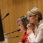 La vicepresidenta segunda y ministra de Trabajo, Yolanda Díaz, y la portavoz de Sumar en el Congreso, Verónica Martínez Barbero.