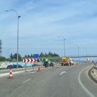 Tramo de carretera señalizada por una obra.