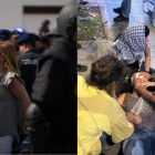 A la derecha, la máxima responsable de la Policía Nacional en la Comunitat, Pilar Bernabé, a la izquierda, una de las heridas en los disturbios