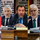 Francina Armengol, Fernando Grande-Marlaska, Óscar Puente, Ángel Víctor Torres y Reyes Maroto durante sus declaraciones ante la Comisión del caso Koldo en el Senado.