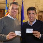 El conseller de Infraestructuras, Vicente Martínez Mus, y Carlos Mazón