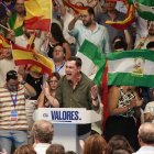 El presidente del PP andaluz y de la Junta, Juanma Moreno, durante un acto de partido el 15 de junio de 2025 en Málaga.