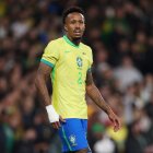 LONDON, ENGLAND - NOVEMBER 15: Eder Militao of Brazil reacts during the International Friendly between Brazil and Senegal at Emirates Stadium on November 15, 2025 in London, England. (Photo by Ryan Pierse/Getty Images)
