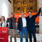 La presidenta de la Alianza Progresista europea, Iratxe García, el ministro, Óscar Puente, el expresidente, José Luis Rodríguez Zapatero, y el secretario general del PSOE de Castilla y León, Carlos Martínez, durante la segunda jornada de la Escuela de Gobierno del PSOECyL.