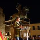 El candidato de Vox a la Presidencia de la Junta de Extremadura, Óscar Fernández Calle, en el mitin de Trujillo