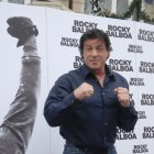 Sylvester Stallone en una promoción de Rocky.